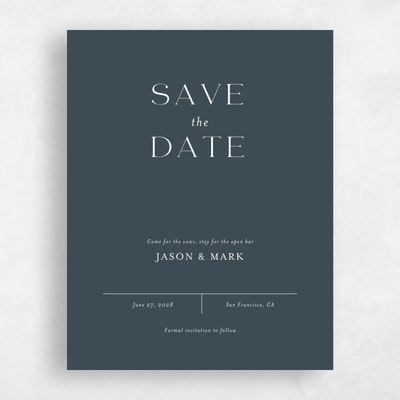 Teal, Blue Wedding Save the Date - Corao Portrait