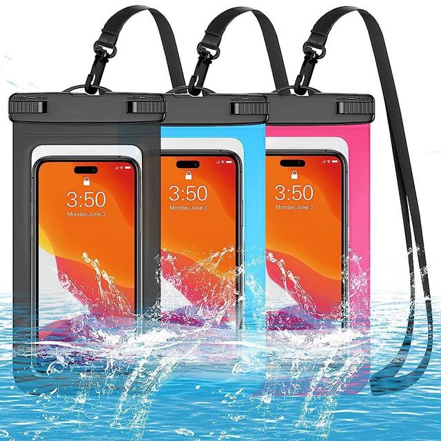 DXNONA 3 Pack Multicolor Universal Waterproof Case,Waterproof Phone Pouch Compatible for iPhone,Samsung Galaxy,Up to 7.5",IPX8 Cellphone Dry Bag Bag,Multicolor