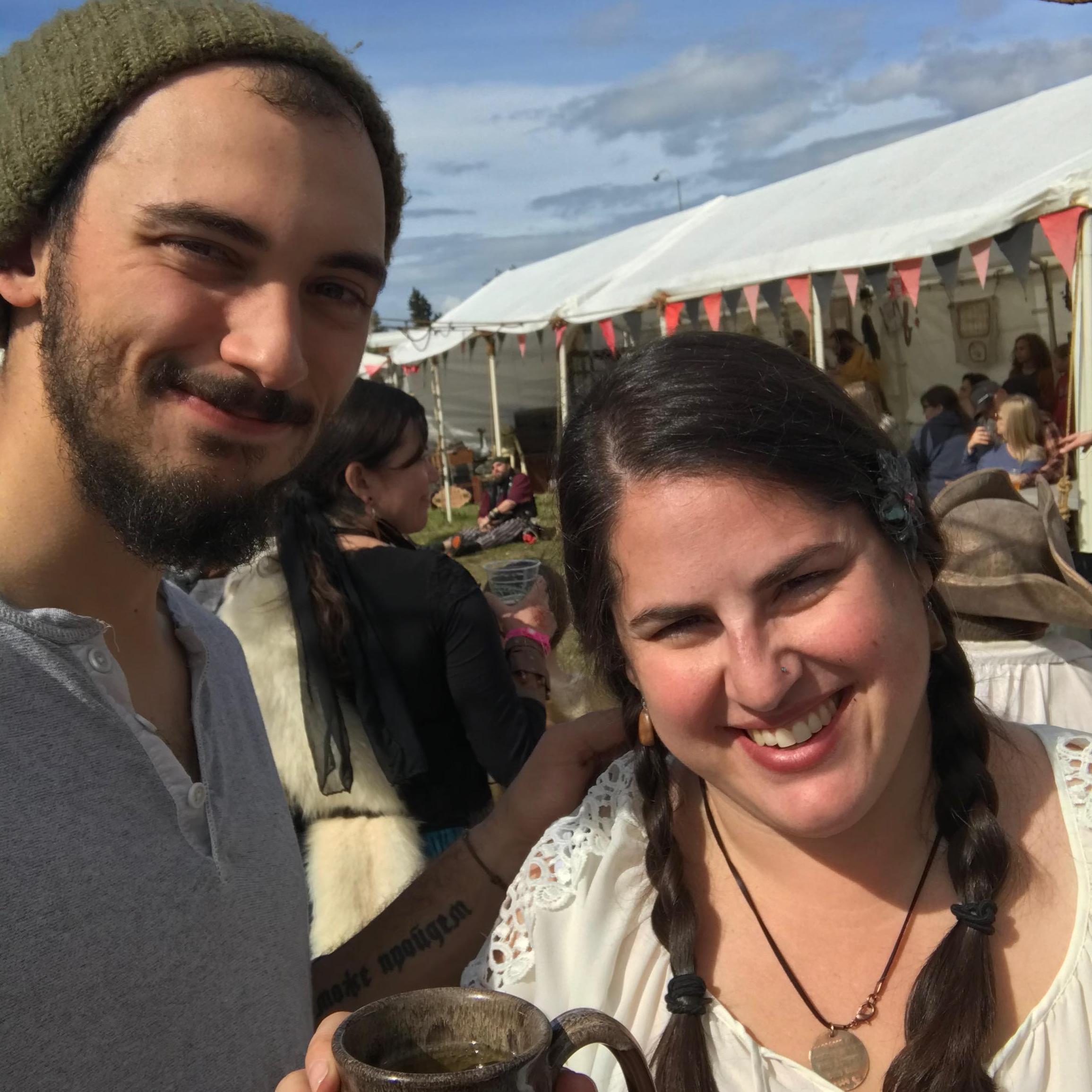 At the Alaska Renaissance Faire drinking mead. Huzzah!