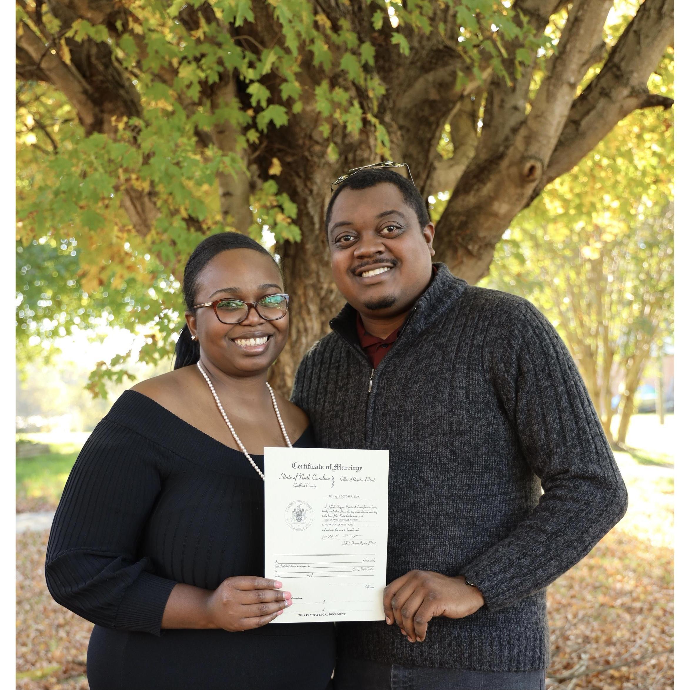 The day Kelsey and Julian got their marriage licenses.