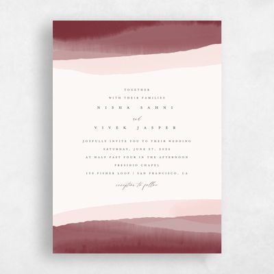 Dark Burgundy, Red Wedding Invitation - Halloway Classic