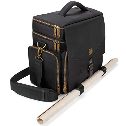 ENHANCE Tabletop RPG Adventurer's Bag - Dungeons & Dragons Travel Bag fits Player's Handbook , Dungeon Master's Guide & More - Padded Mini Figure Storage , Dice & Token Pockets (Fits 4-8 Books)