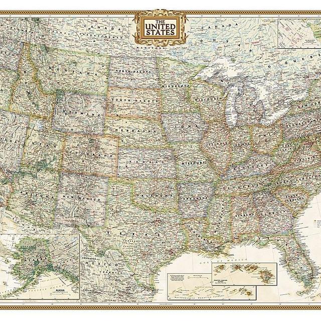 National Geographic: United States Executive Wall Map (43.5 x 30.5 inches) (National Geographic Reference Map)