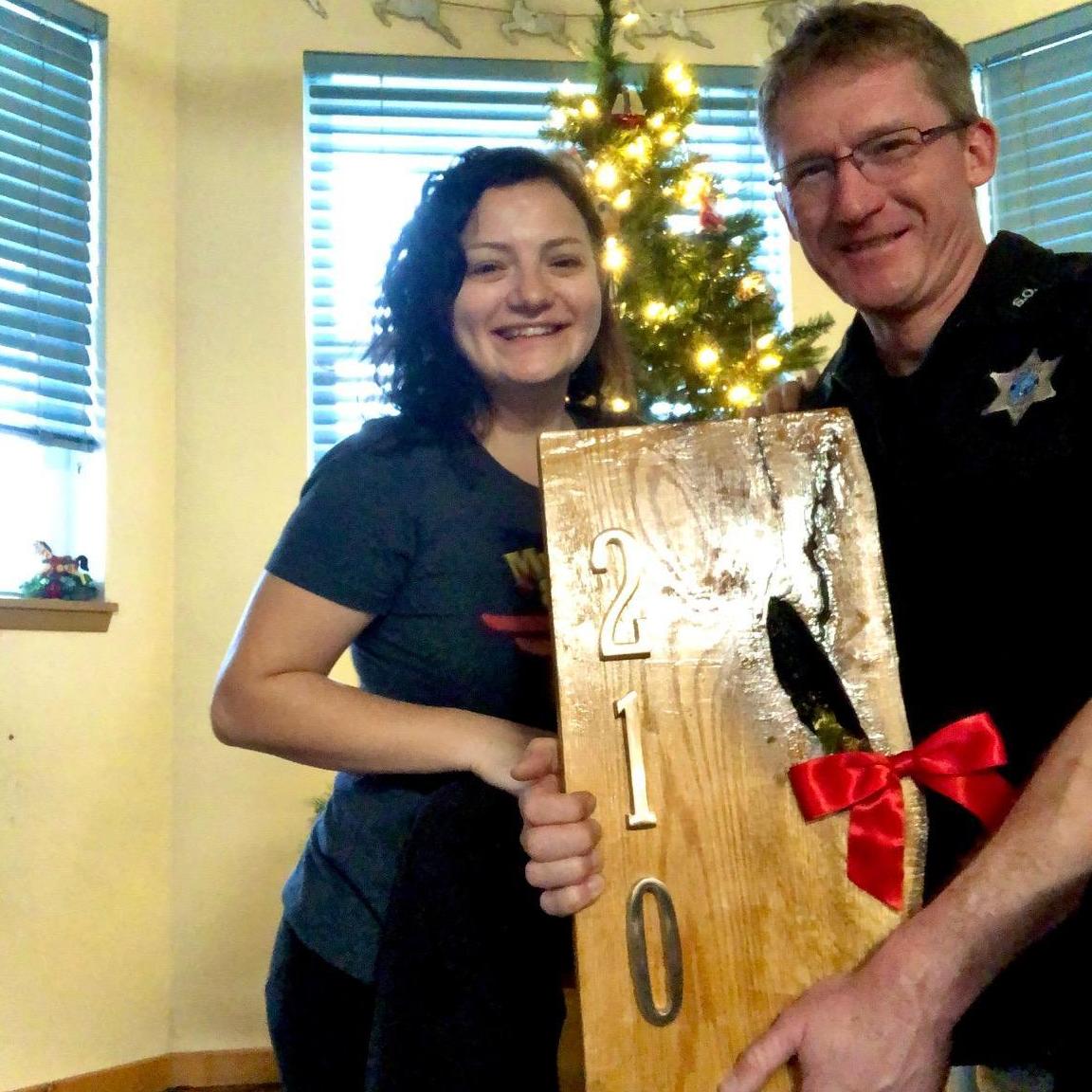 A beautiful Christmas gift of our house numbers. :)