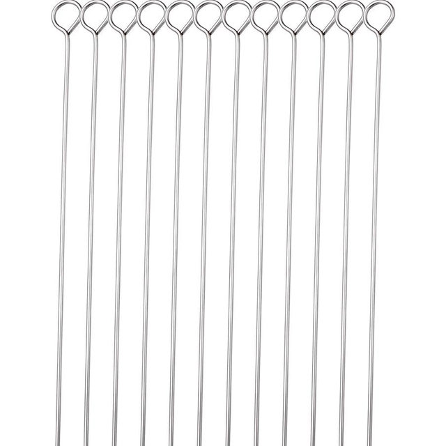 HONSHEN 10 Inch Metal Barbecue Skewers, Stainless Steel BBQ Skewers, Shish Kebab Kabob Skewers 12 Pcs