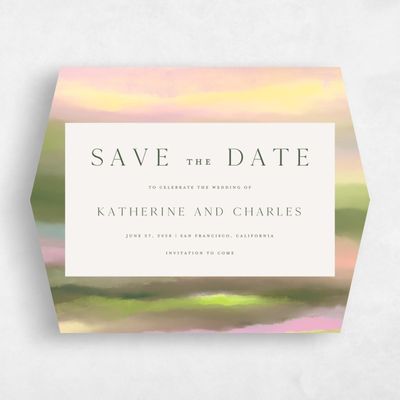 Green Diamond Wedding Save the Date - Highland Landscape