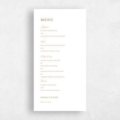 White Wedding Menu - Sambac