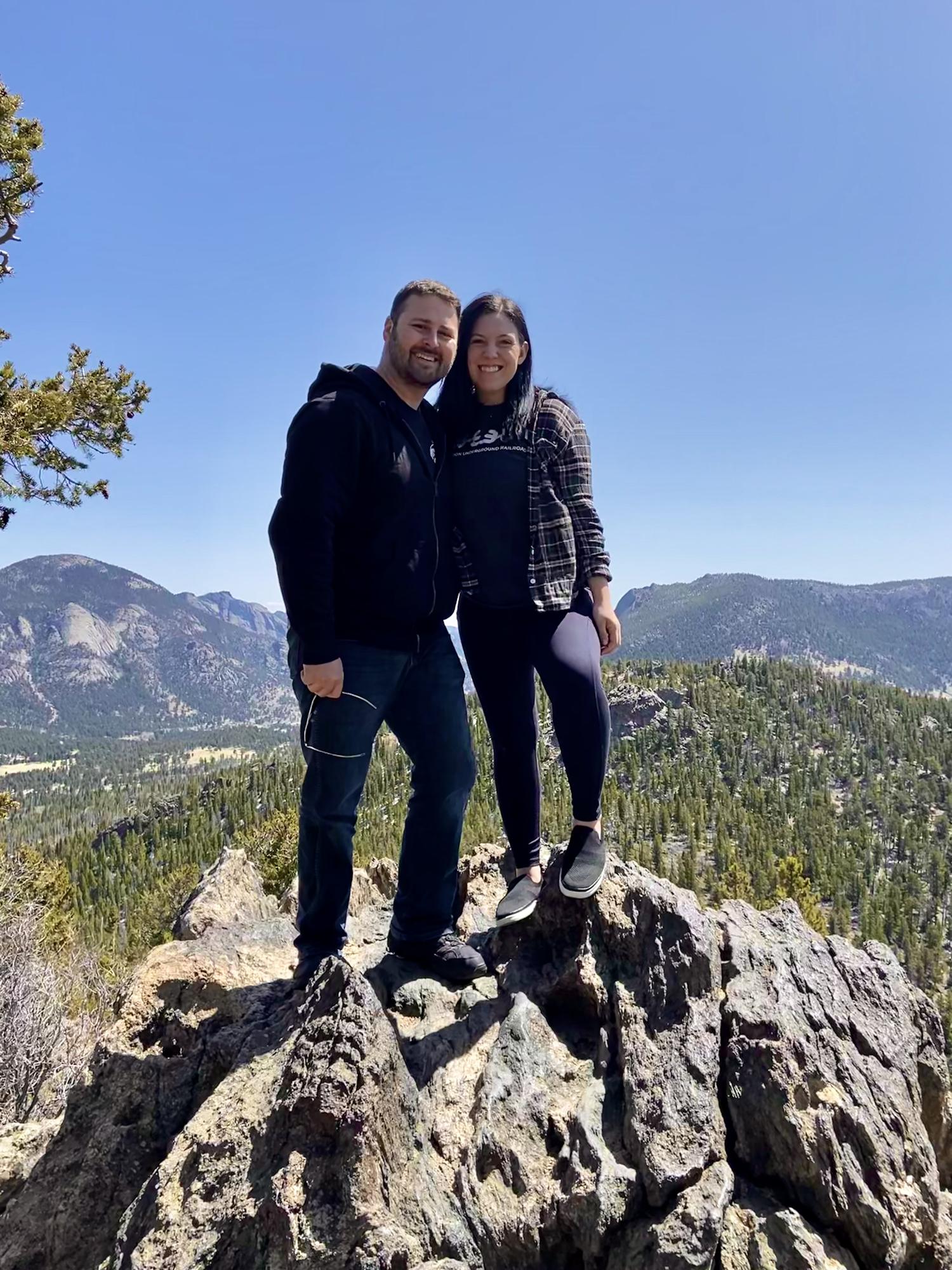 Hiking in Rocky Mountain National Park on our anniversary trip to Colorado