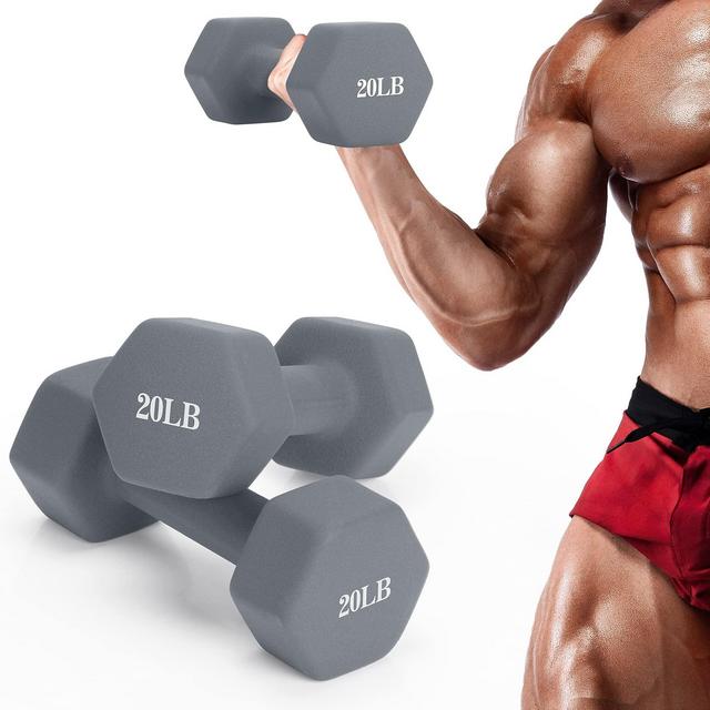 20LB Dumbbells Weights Neoprene Coated Dumbbell Hand Weight Set of 2 Hex Hand Dumbells Sets for Women/Men,Free Weight Fitness Dumb bell Workout Equipment for Home/Gym/Exercise/Body Training
