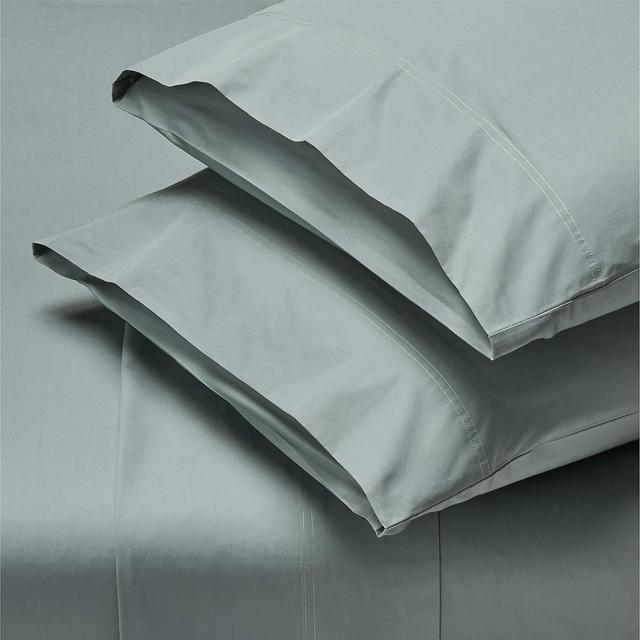 Classic Organic Cotton Percale 400 Thread Faded Teal Queen Sheet Set