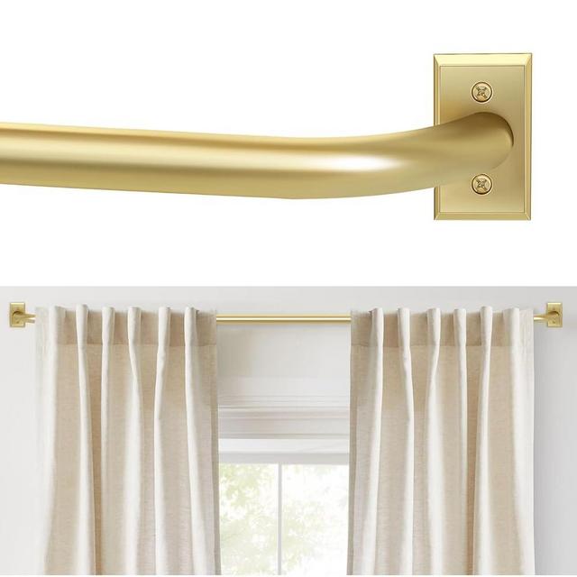 ZYRW Gold Curtain Rods, Room Darkening Curtain Rods for Windows 48 to 90 Inches(4-7.5Ft), Wrap Around Curtain Rods, Heavy Duty Blackout Drapery Rods, Modern Decorative Window Treatment Rod, Gold