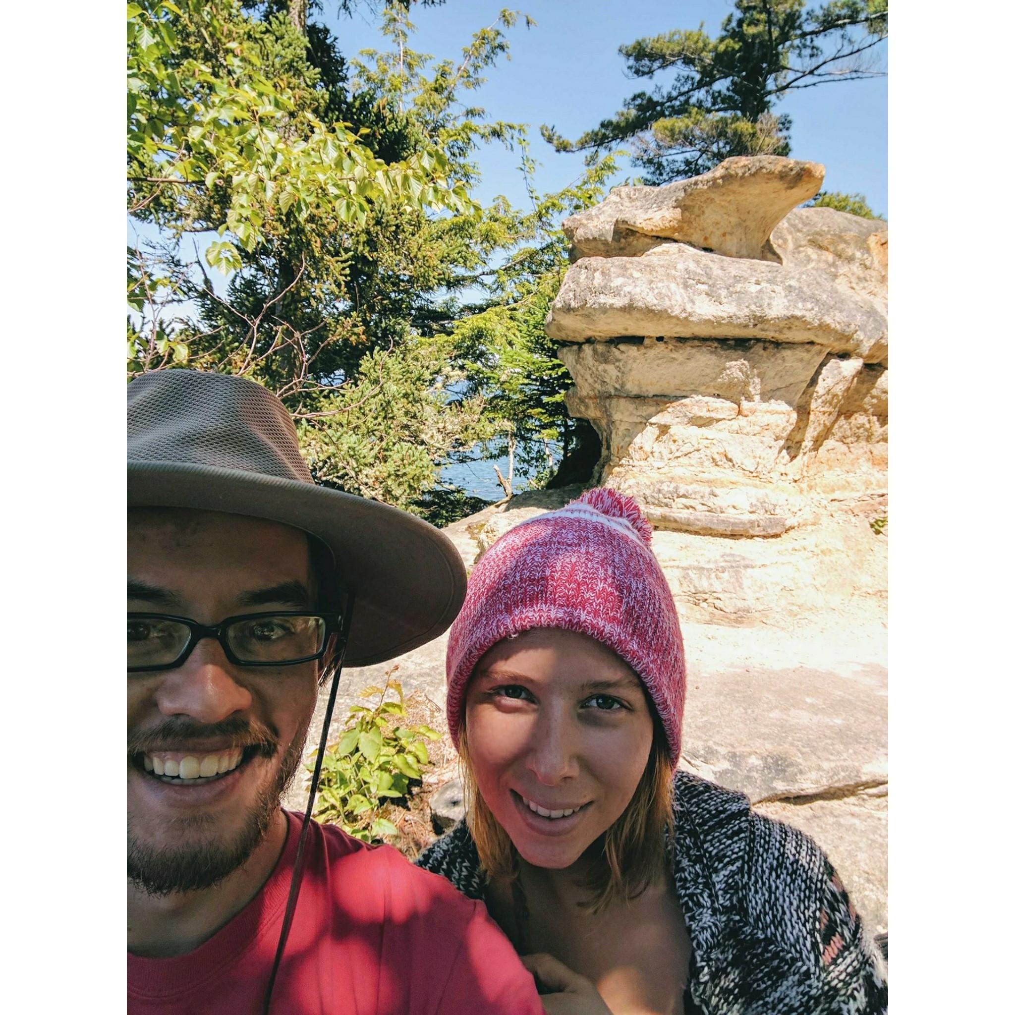 We made it back to Michigan and decided to take a picture by this rock. Isn't it so picturesque. You might even call this a "Pictured Rock."