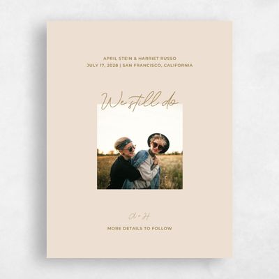 Sand, Yellow Wedding Save the Date - Geneva Vow Renewal