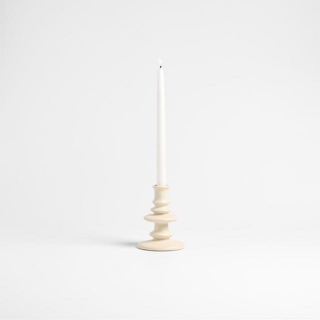 Cortana Small Off-White Earthenware Taper Holder 5.5"