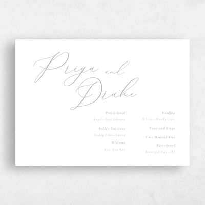 Metallic Silver, Grey Wedding Program - Merlo Letterpress