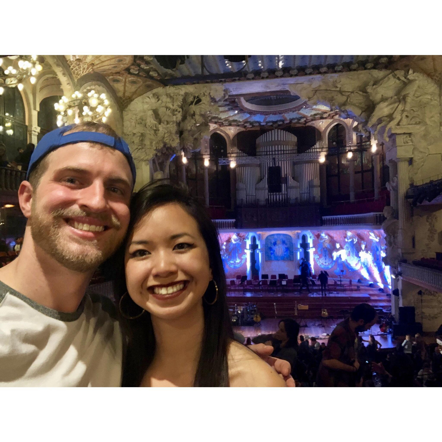 Listening to live music at a historic venue in Barcelona!