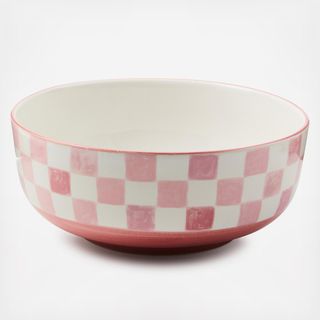 Check Stoneware Serving Bowl