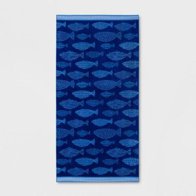 XL Fish Beach Towel Blue - Sun Squad™