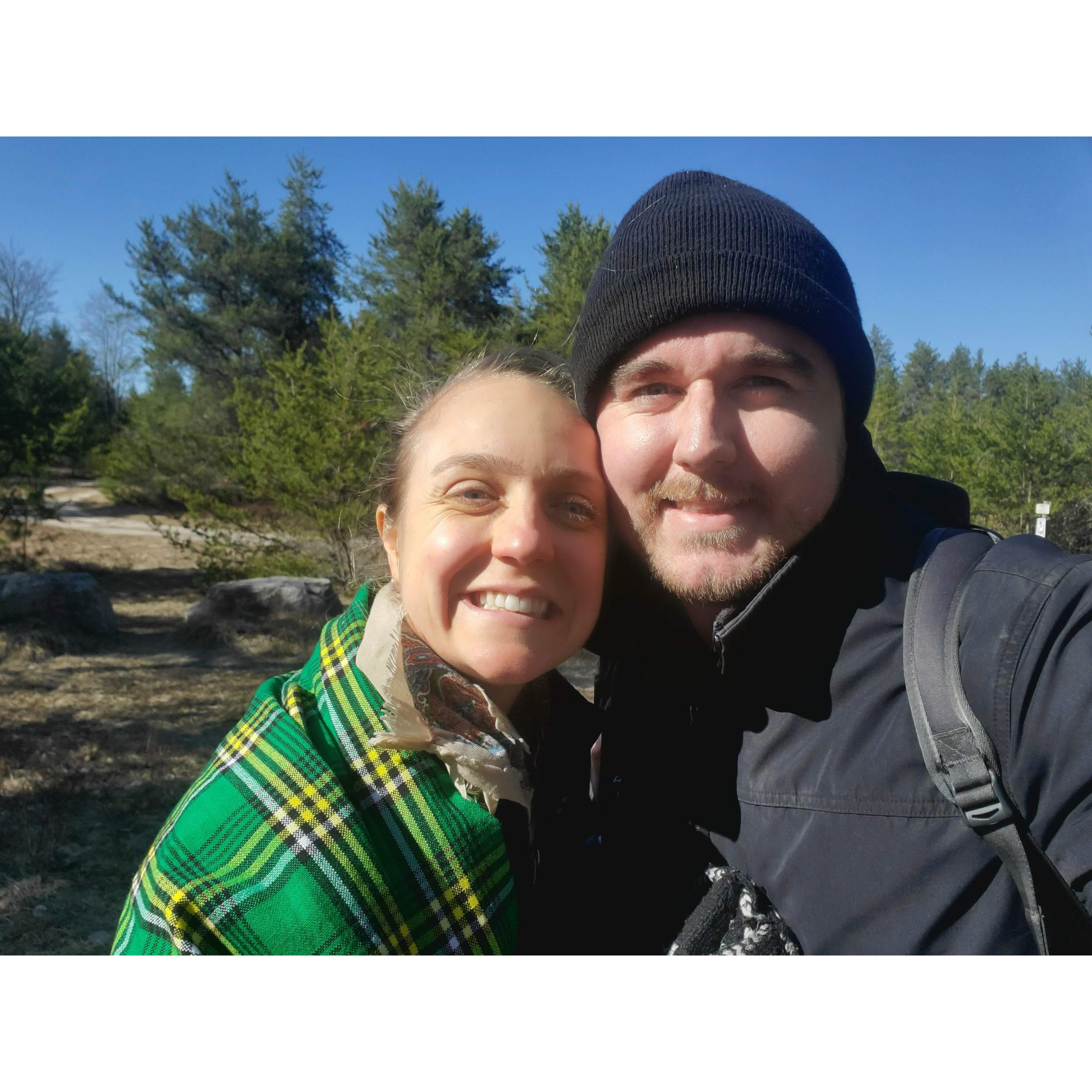 On the 6 mile hike at Ocqueoc Falls, mere hours before the proposal