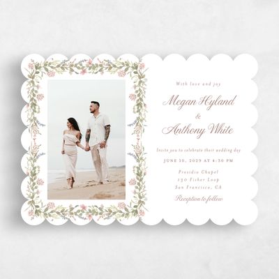 White Scalloped Wedding Invitation - Nektar Photo