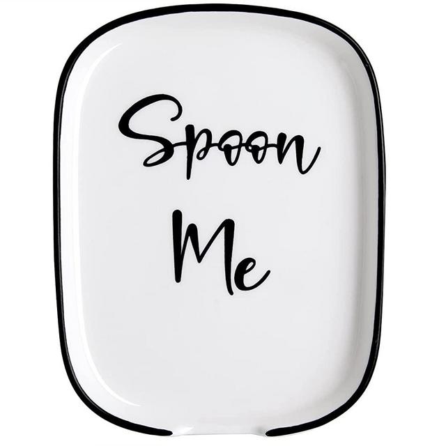 Ceramic Spoon Rest for Stove Top, Extra Large Spoon Holder, Farmhouse Spoon Rest for Kitchen Counter, White Coffee Spoon Rest, Heat-Resistant Cooking Utensil Rest, Modern Farmhouse Kitchen Decor