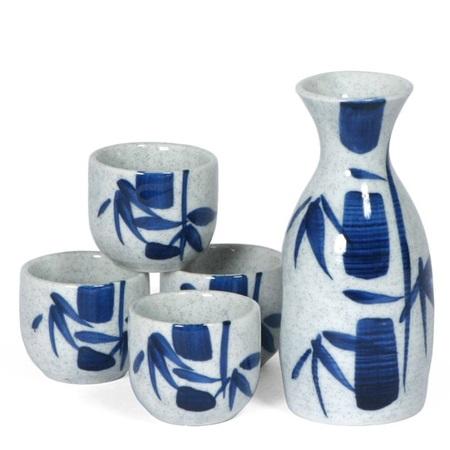 Blue Bamboo Sake Set