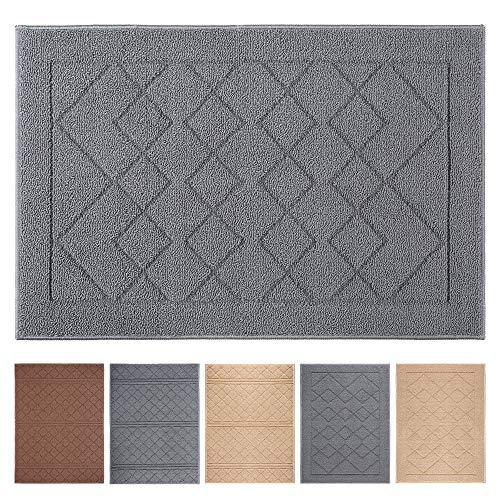 Indoor Doormat 24"x 36" Absorbent Front Door Mat Rubber Backing Non Slip Door Mats Inside Dirt Trapper Mats Entrance Front Door Rug Shoes Mat Machine Washable Carpet (Grey Large Squares)