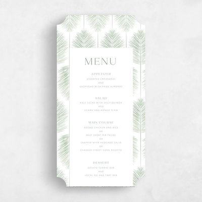Green Ticket Wedding Menu - Curacao