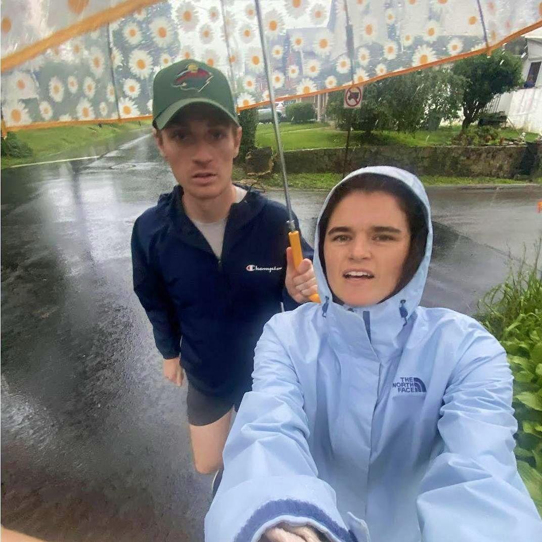 a rainy post-dinner walk