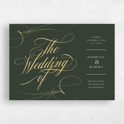 Deep Forest, Green Wedding Invitation - Clifton Landscape Foil