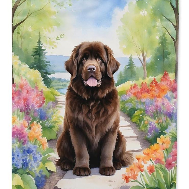 Caroline's Treasures DAC6676GF Newfoundland Spring Path Garden Flag Mailbox Flag Decorative Yard Flag Banner Outside Patio Artwork Yard Flower Beds, Garden Size, Multicolor