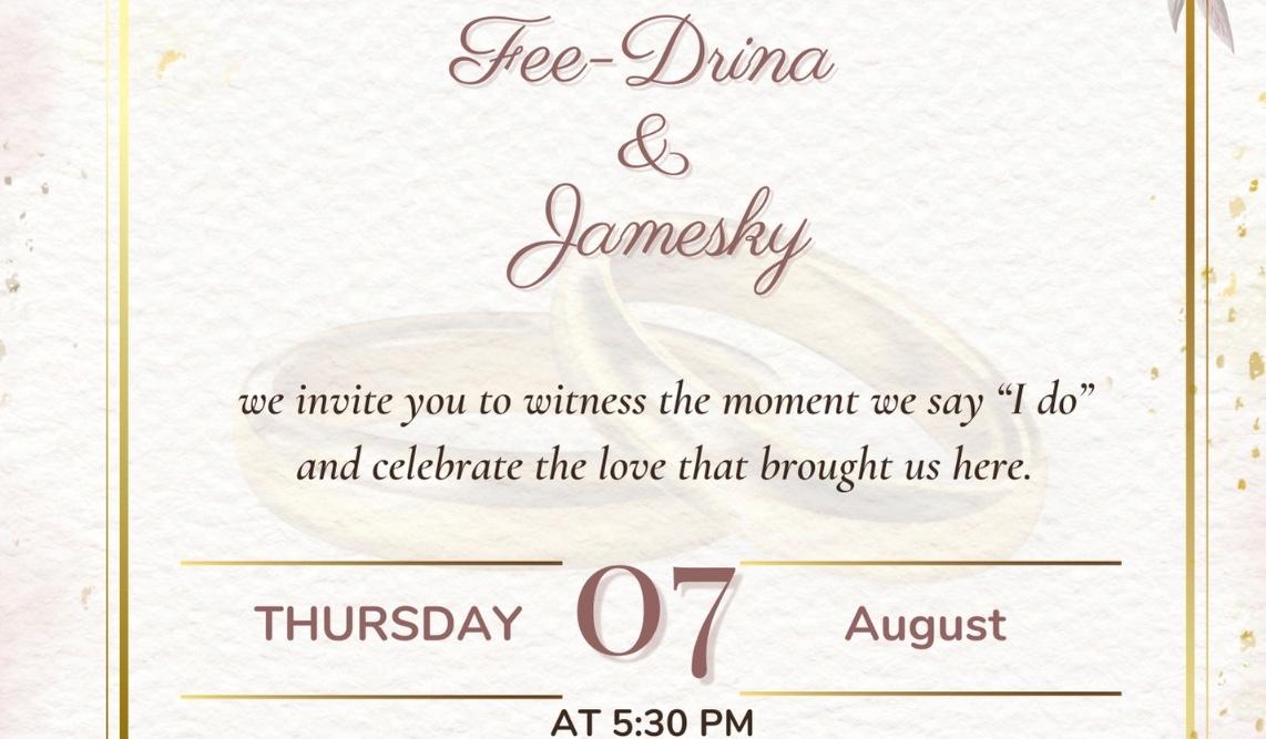 The Wedding Website of Fee-Drina Cher-Frere and Jamesky Joseph