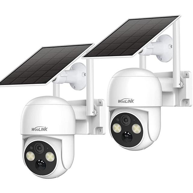 WOOLINK 2PCS 4MP Solar Security Camera Wireless Outdoor, 2.5K Solar/Battery Powered Camera for Home Security, 360° Pan/Tilt 2.4GHz WiFi Camera with PIR, 2-Way Audio, Cloud/SD, Color Night Vision