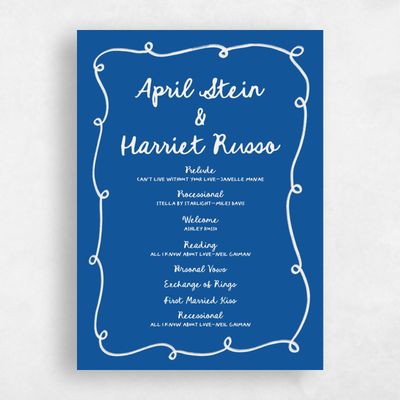 Cobalt, Blue Wedding Program - Fairuza