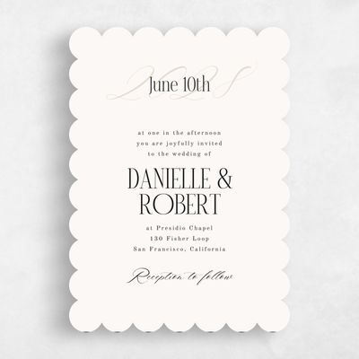 Beige Scalloped Wedding Invitation - Palenque Portrait