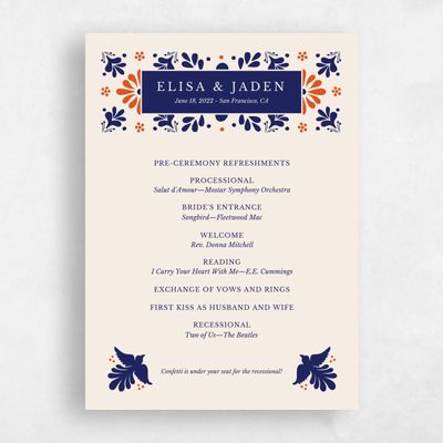 Orange Wedding Program - Cabrillo