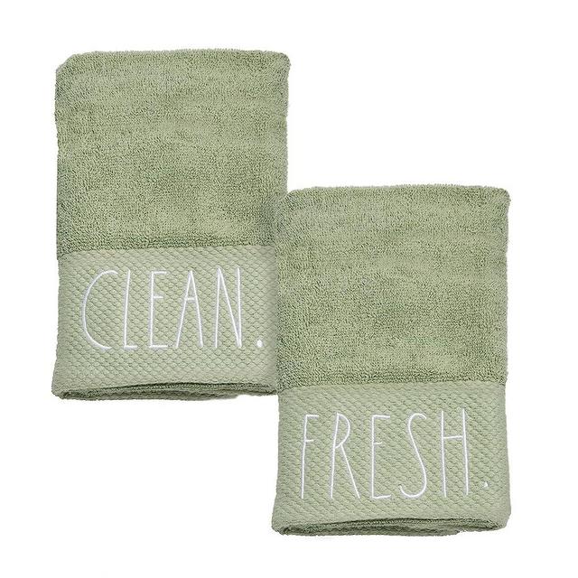 Rae Dunn Hand Towels, Embroidered Decorative Hand Towel for Kitchen and Bathroom, 100% Cotton, Highly Absorbent, Two Pack, 16x28, Embroidered Sage
