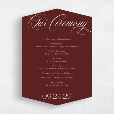Red Diamond Wedding Program - Hunter