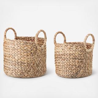 2-Piece Water Hyacinth Basket Set
