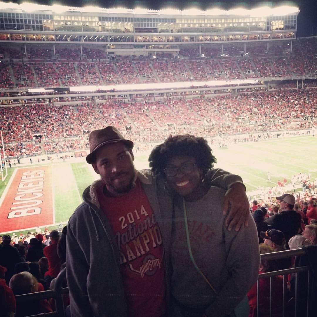 Our first Buckeye game as a couple...the Bucks lost that night! Aaron was a little sad and rightly so.