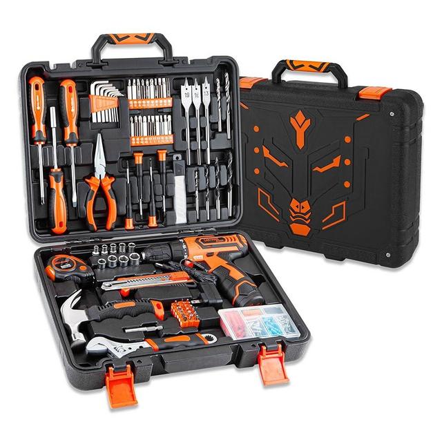 CARTMAN Power Tool Combo Kits with 12V Cordless Drill, Professional Household Home Tool Kit Set, DIY Hand Tool Kits for Garden Office House Repair, with a Robot Style Carry Box