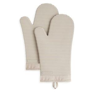 KITCHENAID Ribbed Soft Silicone Oven Mitt 2-Pack Set, 7.5"x13", Milkshake