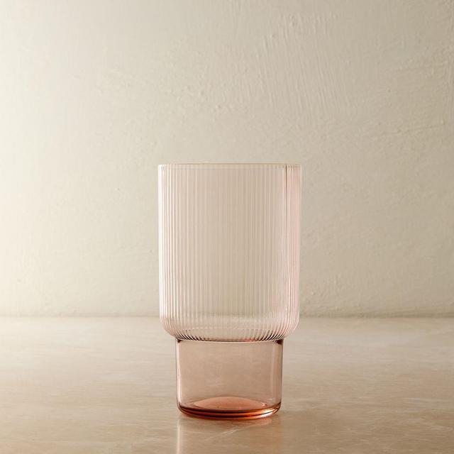 Fluted Glassware, Tall, Blush, Set of 4