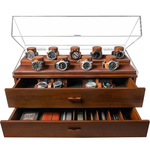 Elevate Your Watch Collection with The Legacy – Premium Watch Display Case for 17 Watches – Perfect Father's Day Gift – Easy Access, Huge Drawers – Wooden Mens Watch Box – Lifetime Assurance
