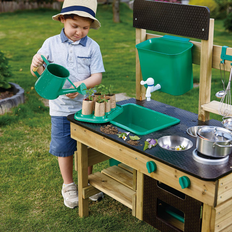 Hape, Wooden Outdoor Kitchen Playset with Accessories | Zola Baby