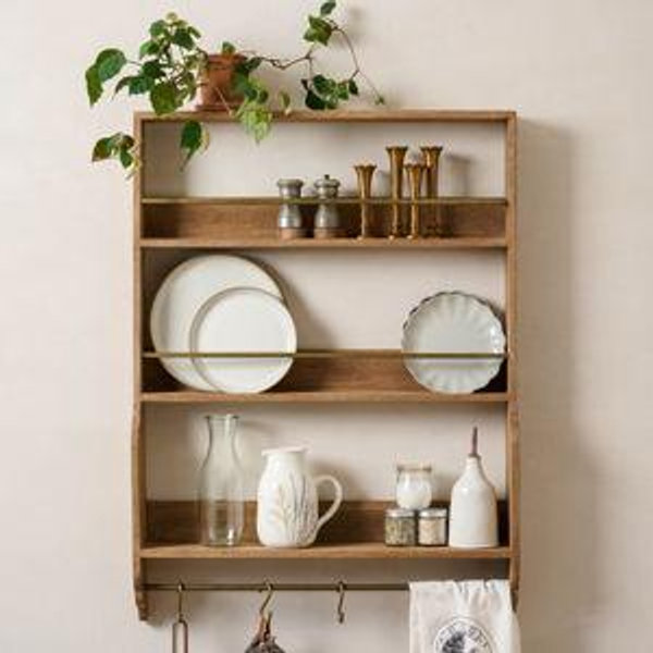 Magnolia Hannon Wood and Brass Display Shelf