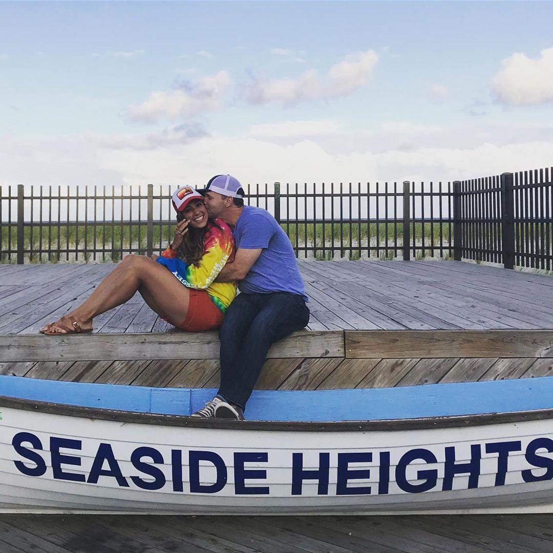 8/25/19, Seaside Heights, NJ. After Emily spent an hour looking for the perfect "tye-dye tourist hoodie" (which she found), but before their misinformed stay at The Surfside Motel.