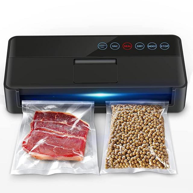 Vacuum Sealer Machine, Automatic Food Sealer for Food Preservation with vacuum sealers bags, Dry Moist Food Modes,Led Indicator Lights, Compact Design Full Automatic Food Sealer 95 Kpa（Black）