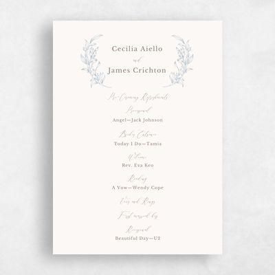 Powder Blue Wedding Program - Merriott