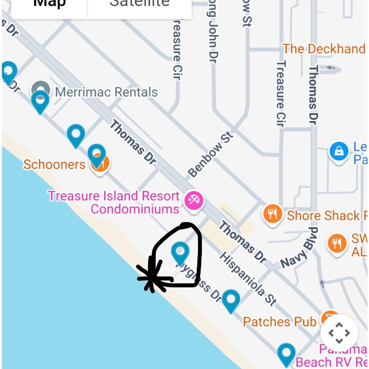 Ceremony and bonfire location